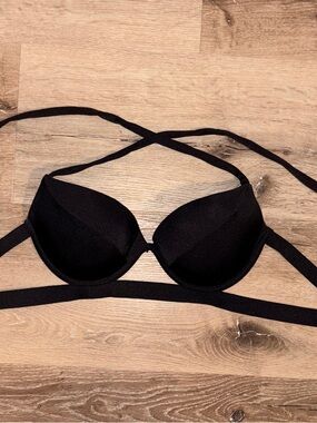 Victoria's Secret The Hottie Halter Black Strappy Bikini Top
